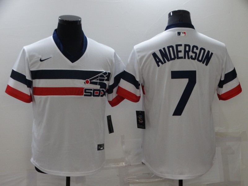 2021 Men Chicago White Sox 7 Anderson white Nike throwback MLB Jersey